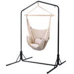 Outdoor Hammock Chair With Stand Hanging Hammock With Pillow Cream
