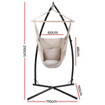 Hammock Chair Outdoor Camping Hanging With Steel Stand Cream