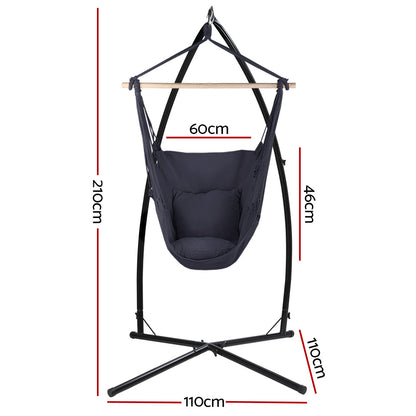 Hammock Chair Outdoor Camping Hanging With Steel Stand Grey
