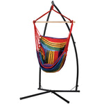 Hammock Chair Outdoor Camping Hanging With Steel Stand Rainbow