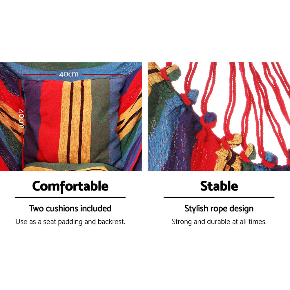 Hammock Chair Outdoor Camping Hanging With Steel Stand Rainbow