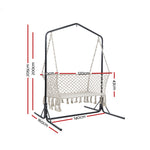 Hammock Chair With Stand Macrame Outdoor Garden 2 Seater Cream