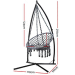 Hammock Chair With Steel Stand Macrame Outdoor Swinging Grey