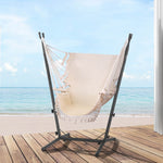 Hammock Chair Outdoor Camping Hanging With Stand Cream/Grey