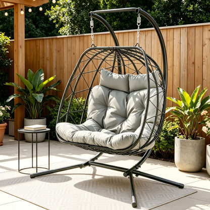 Outdoor Swing Chair 2 Seater Grey 175x130x190cm