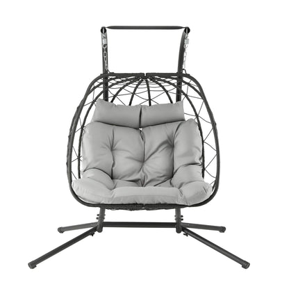Outdoor Swing Chair 2 Seater Grey 175x130x190cm