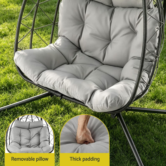 Outdoor Swing Chair 2 Seater Grey 175x130x190cm