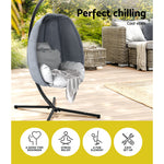 Outdoor Egg Swing Chair Patio Furniture Pod Stand Canopy Foldable Grey