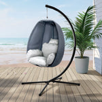 Outdoor Egg Swing Chair Patio Furniture Pod Stand Canopy Foldable Grey