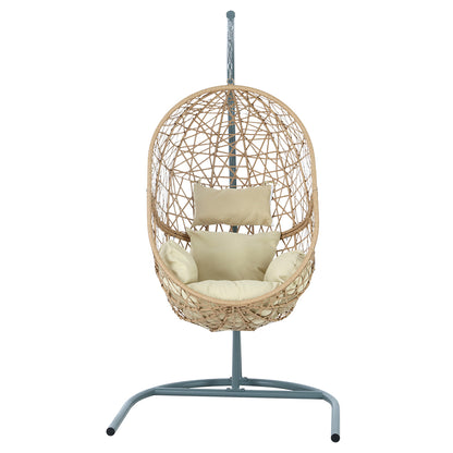 Outdoor Egg Swing Chair Wicker Rattan Furniture Pod Stand Cushion Yellow