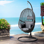 Outdoor Egg Swing Chair Wicker Rattan Furniture Pod Stand Cushion Black