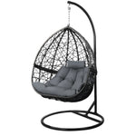 Outdoor Egg Swing Chair Wicker Rattan Furniture Pod Stand Cushion Grey