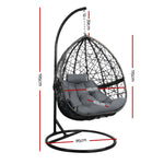 Outdoor Egg Swing Chair Wicker Rattan Furniture Pod Stand Cushion Grey