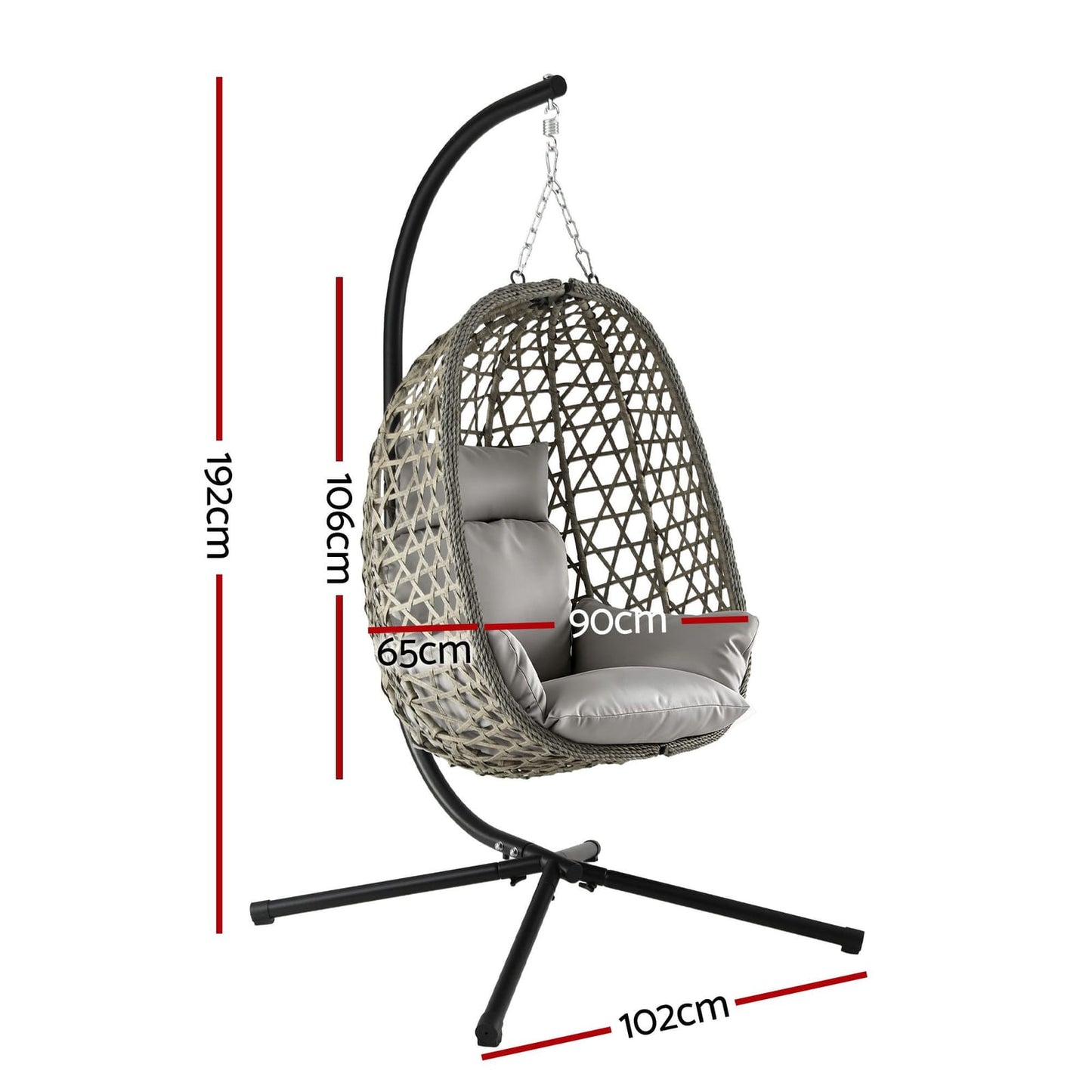 Outdoor Swing Chair Grey 102x192cm