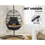 Outdoor Egg Swing Chair Wicker Rope Furniture Pod Stand Foldable Grey