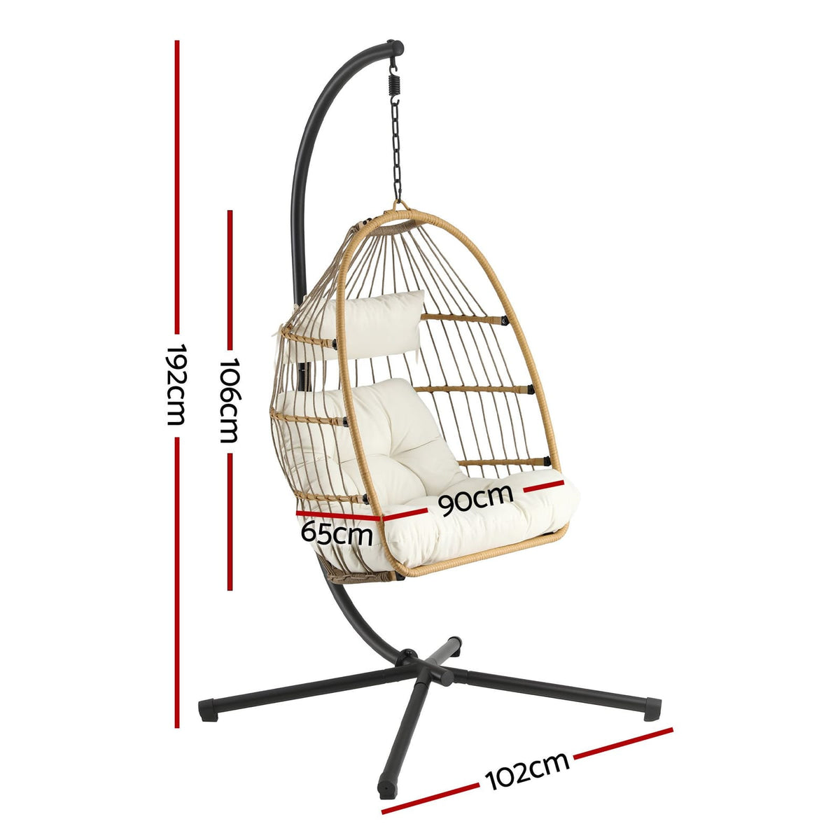 Foldable Outdoor Swing Chair 102x192cm