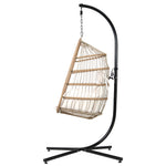 Outdoor Egg Swing Chair Wicker Rope Furniture Pod Stand Foldable Yellow