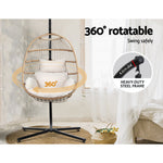 Outdoor Egg Swing Chair Wicker Rope Furniture Pod Stand Foldable Yellow