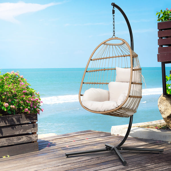 Egg Swing Chair Hammock With Stand Outdoor Furniture Hanging Wicker Seat