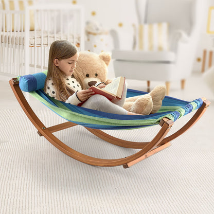 Kids Timber Hammock Bed Swing - Blue