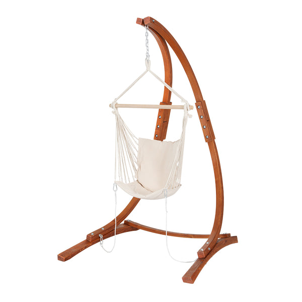  Hammock Chair Timber Outdoor Furniture Camping with Stand White