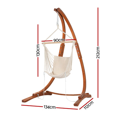 Hammock Chair Timber Outdoor Furniture Camping with Stand White
