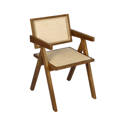 Stylish 2x Walnut Wicker Armchair Dining Chair  Premium Quality Build