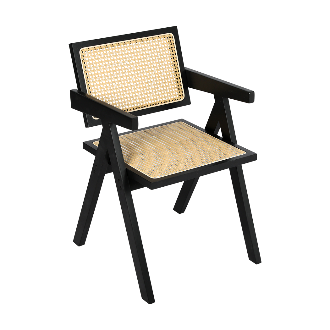 Elegant 6x Black Wicker Armchair Dining Chair  Comfortable Design