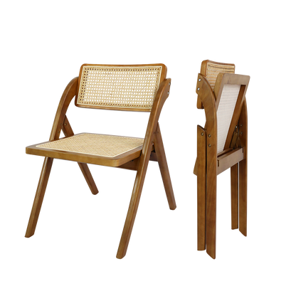 Versatile 4X Foldable Rattan Dining Chairs  Adjustable Height