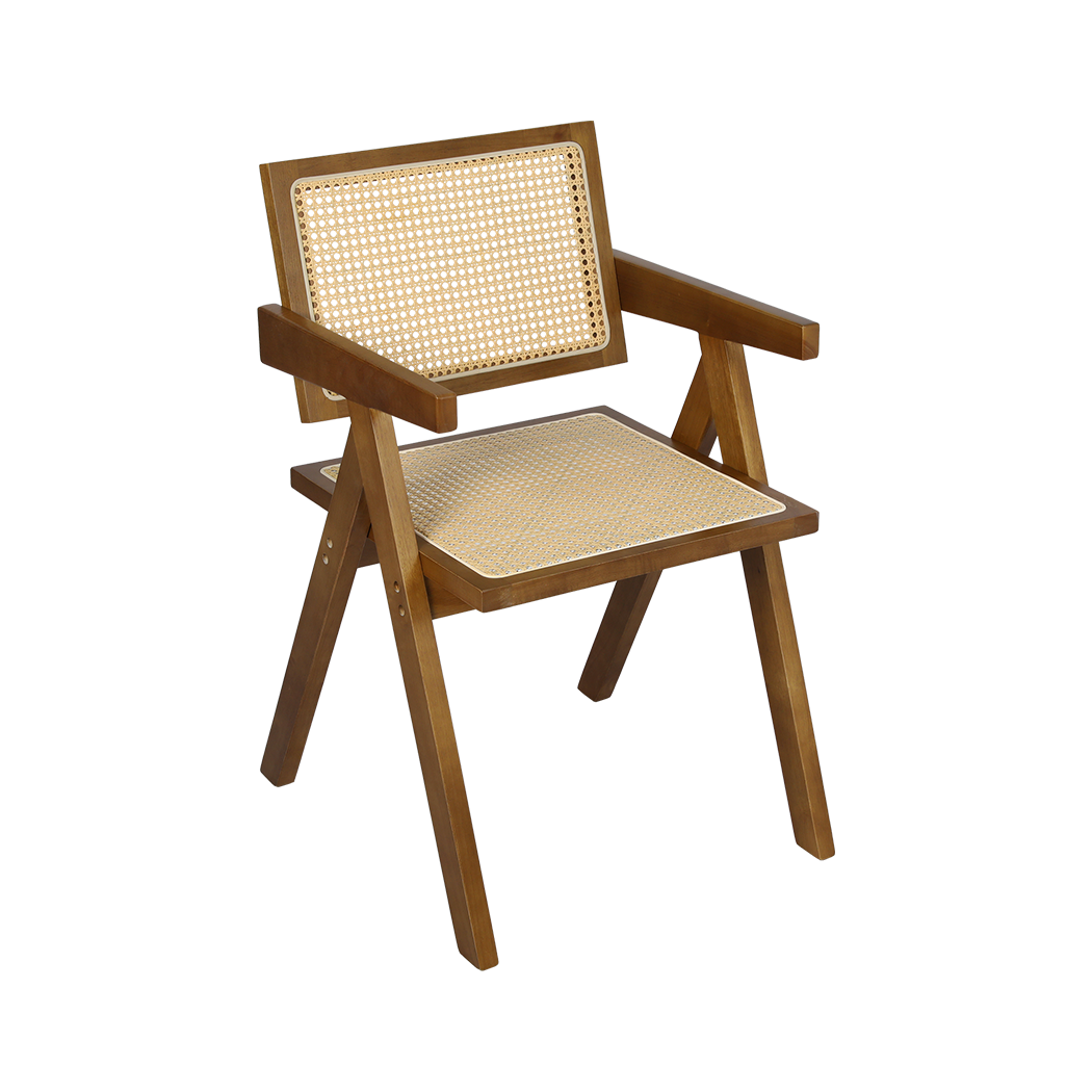 Premium 8x Walnut Wicker Armchair Dining Chair  Durable Frame