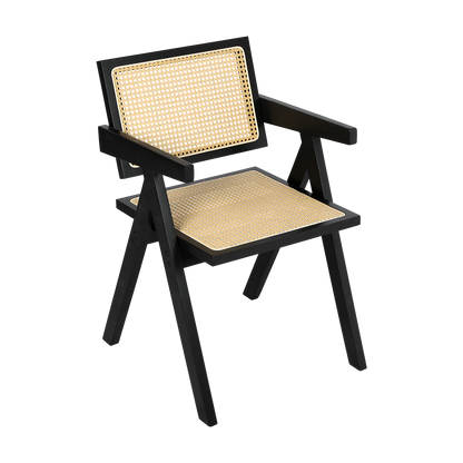 Elegant 4x Black Wicker Armchair Dining Chair  Soft Cushion