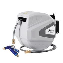 30M Water Hose Reel Retractable Auto Rewind Wall Mount Garden Spray Gun