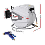 30M Water Hose Reel Retractable Auto Rewind Wall Mount Garden Spray Gun