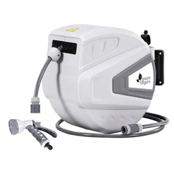 30M Water Hose Reel Retractable Auto Rewind Wall Mount Garden Spray Gun