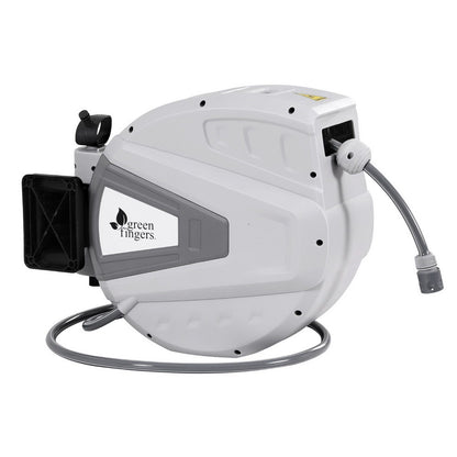30M Water Hose Reel Retractable Auto Rewind Wall Mount Garden Spray Gun