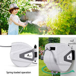 30M Water Hose Reel Retractable Auto Rewind Wall Mount Garden Spray Gun