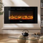 Vevare Electric Fireplace Heater Wall Mounted 3D Flame Effect 2000W
