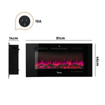 Vevare Electric Fireplace Heater Wall Mounted 3D Flame Effect 2000W