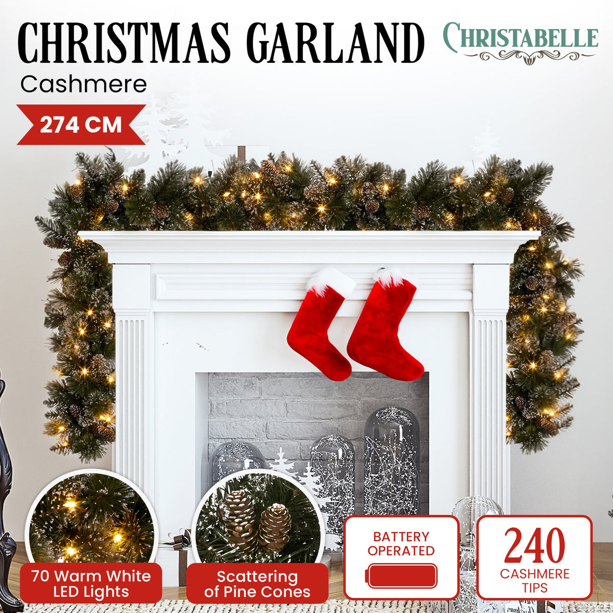 Christmas Garland Snow LED Lights