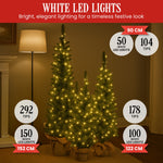 Set of 3 Pre Lit Green Pine Christmas Trees