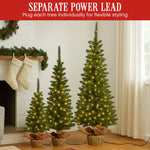Set of 3 Pre Lit Green Pine Christmas Trees