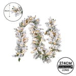 Snowy Atica Pre-Lit Christmas Garland - 274cm