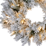 Snowy Atica Pre-Lit Christmas Wreath - 61cm