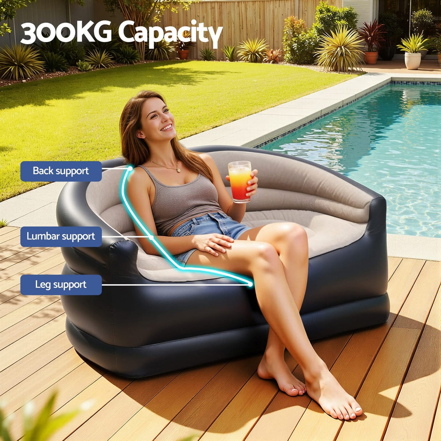 Inflatable Sofa Lounge Chair 130x83x69cm