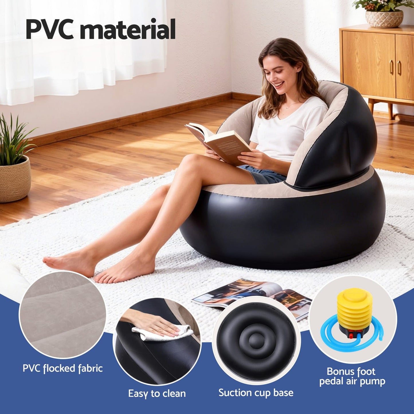 Inflatable Chair Coffee 70x70x70cm