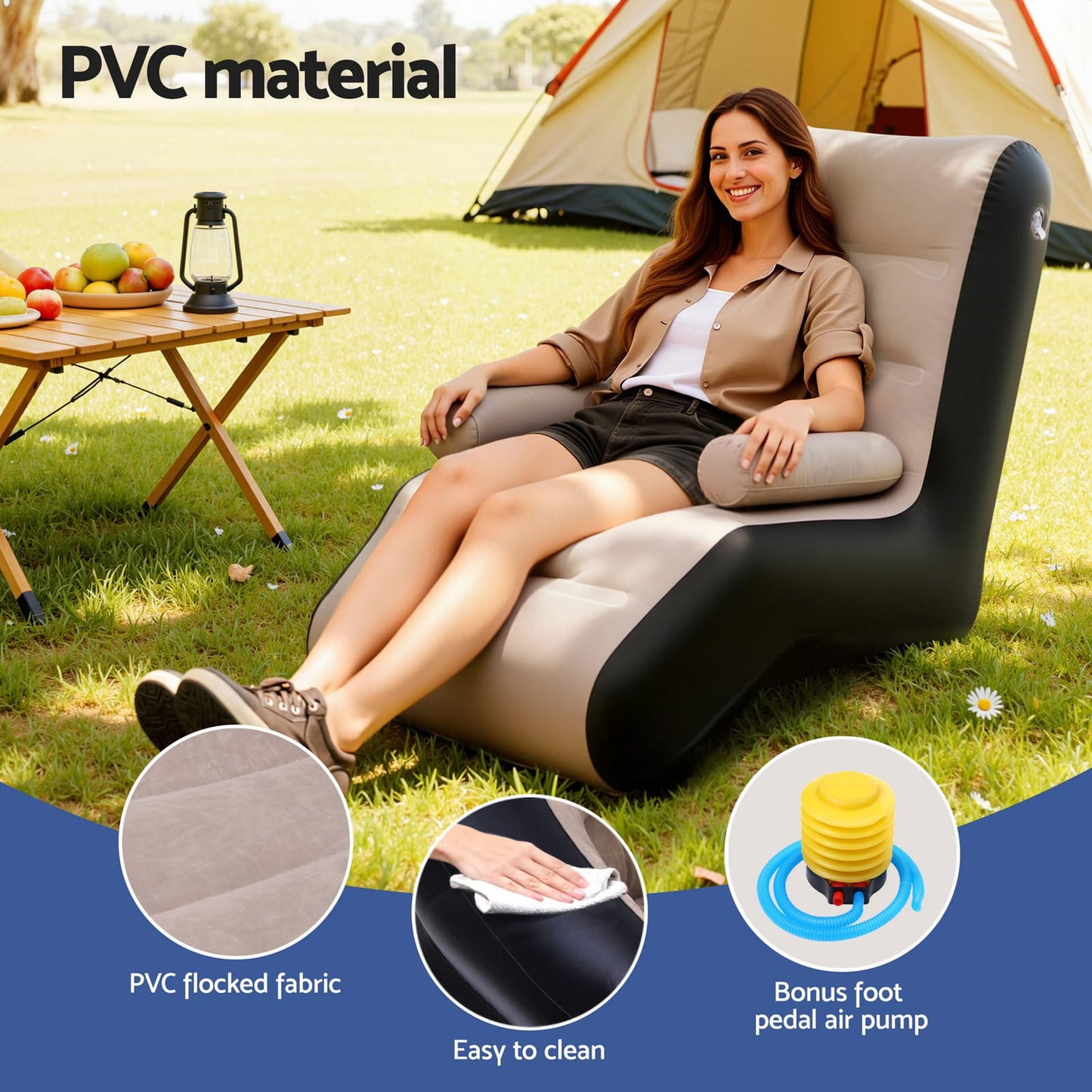 Inflatable Sofa Chair Portable 130x72x85cm