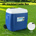 38L Portable Ice Cooler Box With Wheels Camping Fridge