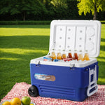 60L Portable Ice Cooler Box With Wheels Camping Fridge