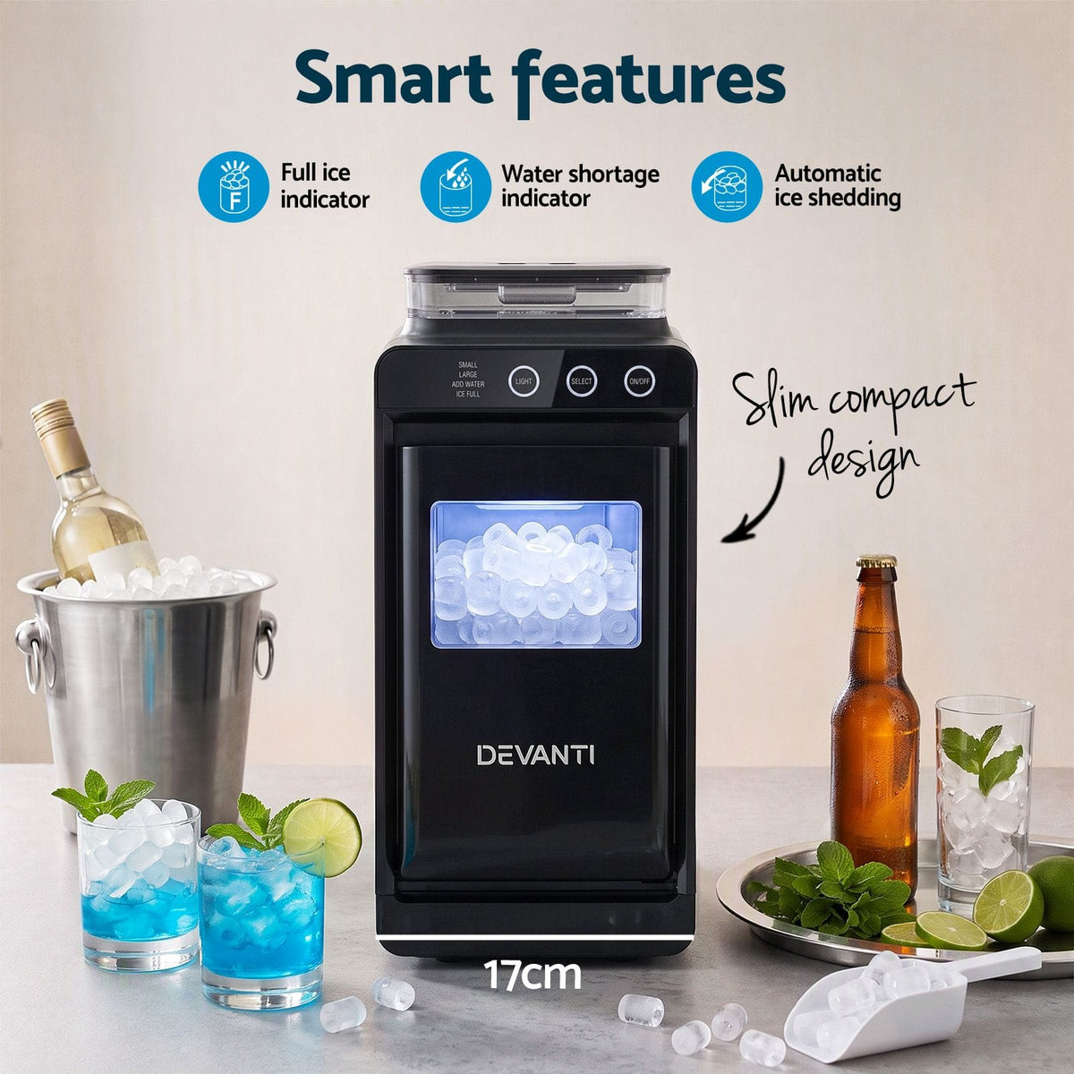 Compact Ice Maker Machine 17x31x38cm