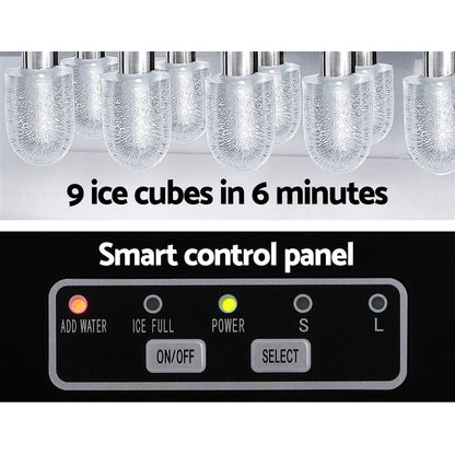 12kg Self-Cleaning Ice Maker Machine in Chic White/Black
